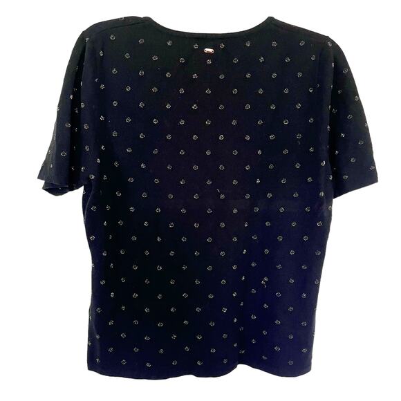 Escada black gold dot knit short sleeve sweater size Large - Picture 3 of 8